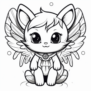 Angel Cat and Moon Coloring Pages for Halloween 2