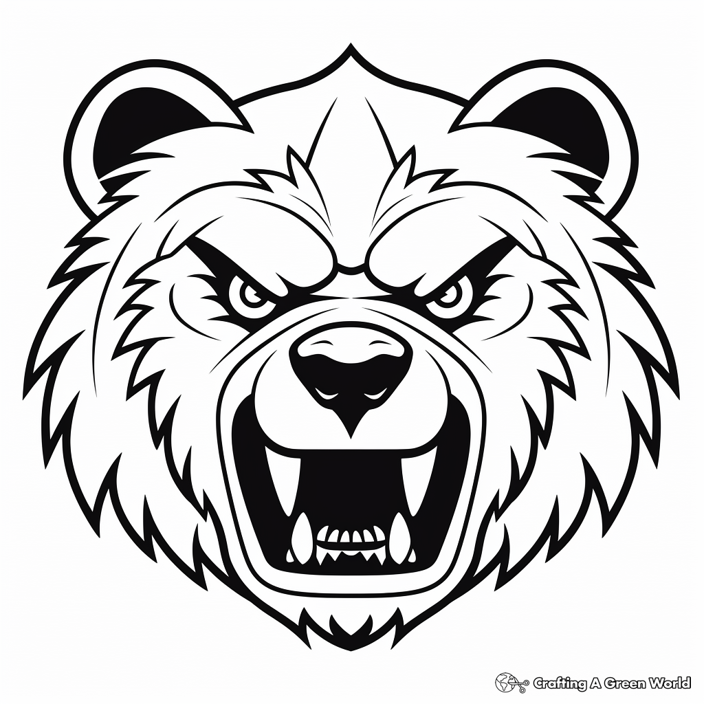 Angry Bear Face Coloring Pages 1
