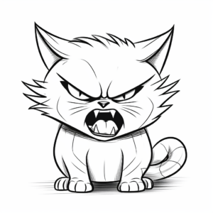Angry Hissing Calico Cat Coloring Page 2