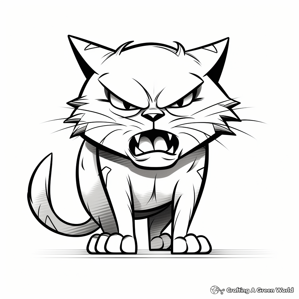 Angry Hissing Calico Cat Coloring Page 4