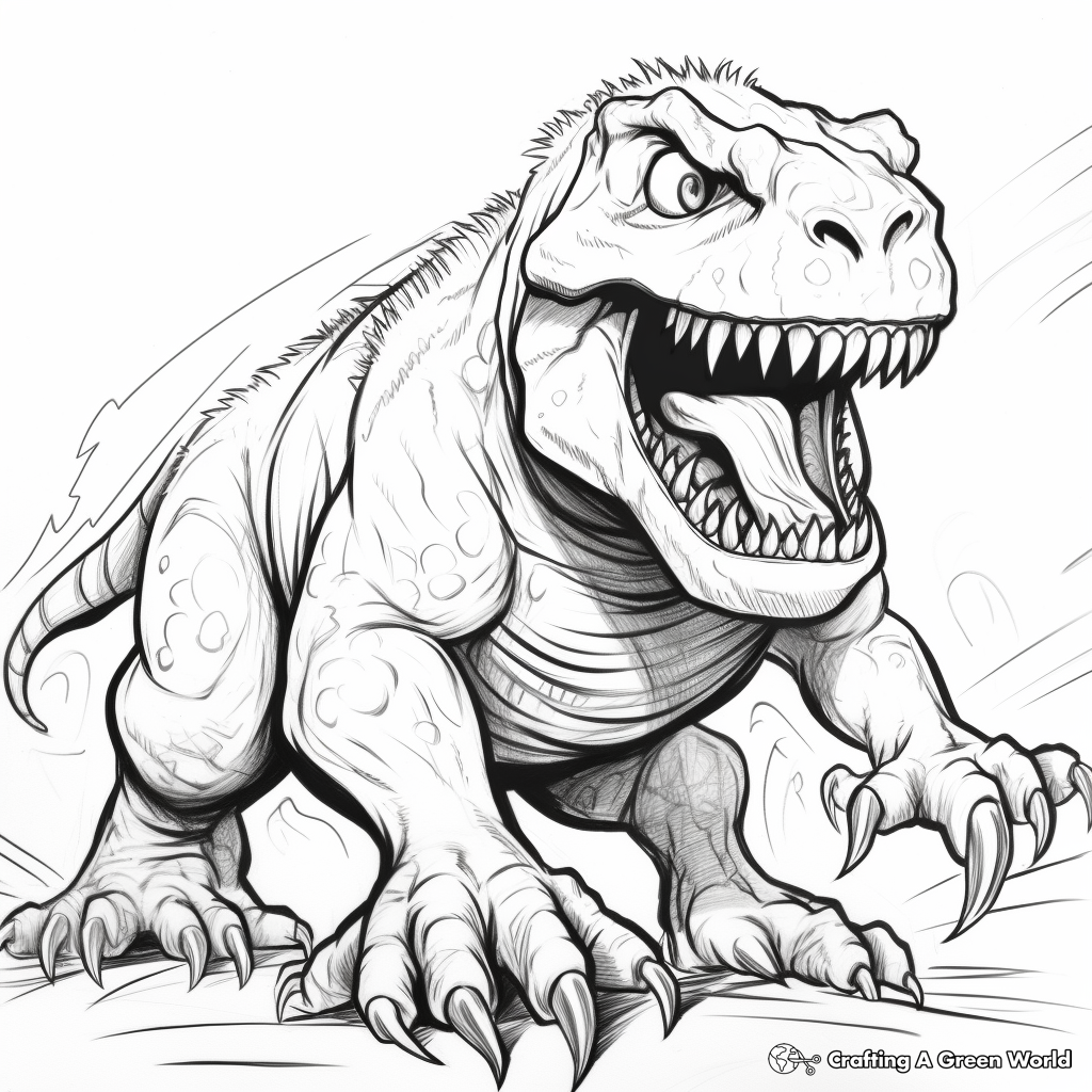 Angry T Rex Breaking Out Coloring Pages 4