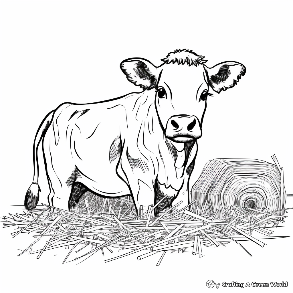 Animal Eating Hay Coloring Pages 1