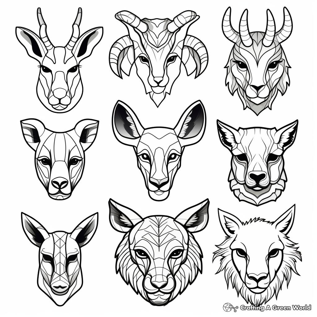 Animal Heads Coloring Pages: Wildlife Extravaganza 2