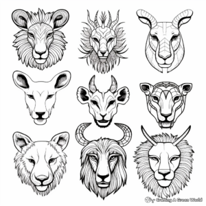 Animal Heads Coloring Pages: Wildlife Extravaganza 3