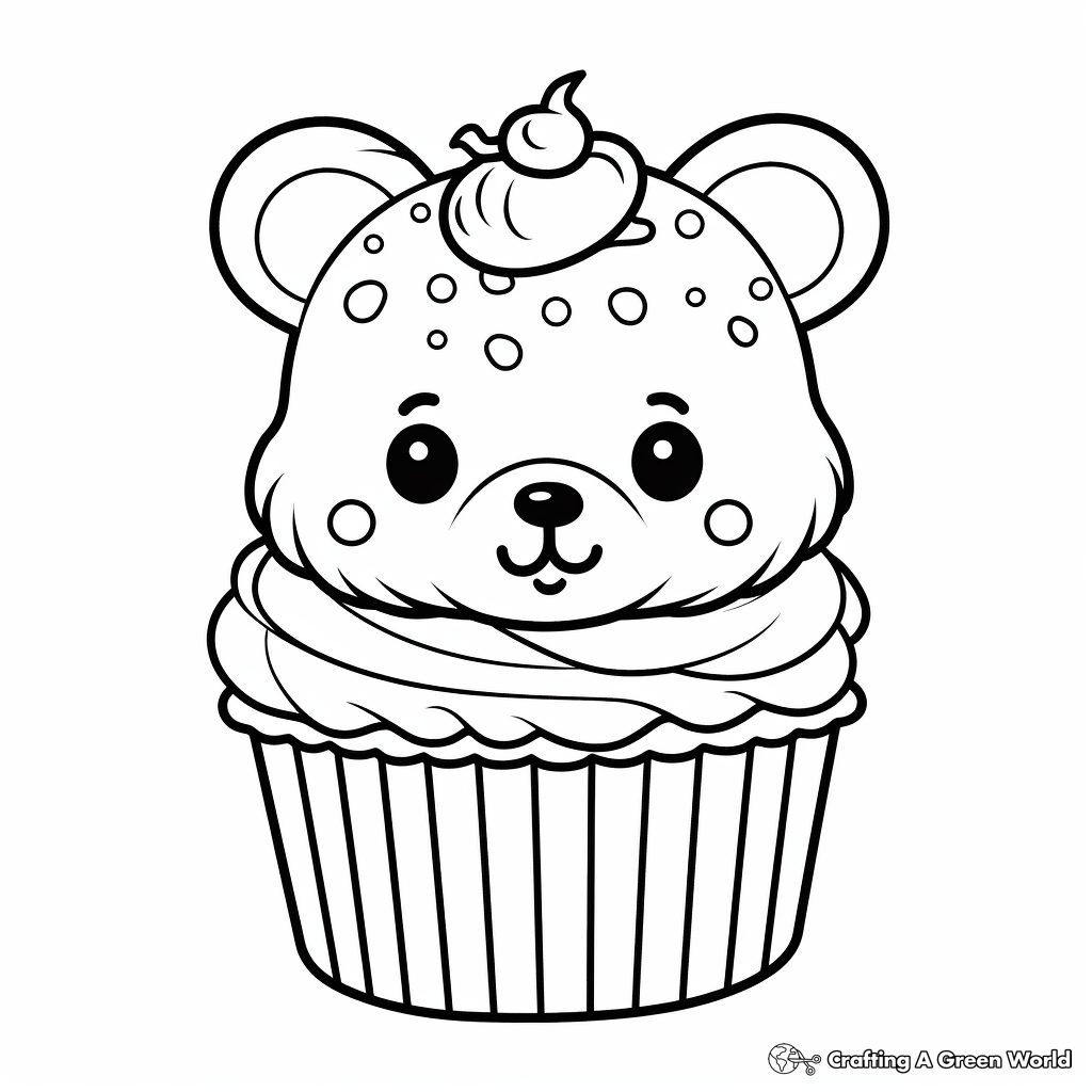 Animal Theme Cupcake Coloring Pages 2