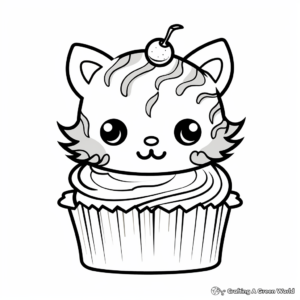 Animal Theme Cupcake Coloring Pages 3