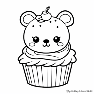 Animal Theme Cupcake Coloring Pages 4