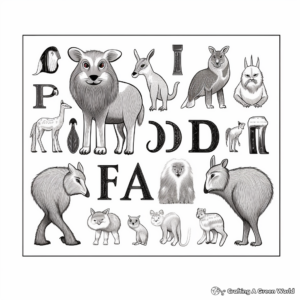 Animal Vowels: A-E-I-O-U Coloring Pages with Animal Themes 4