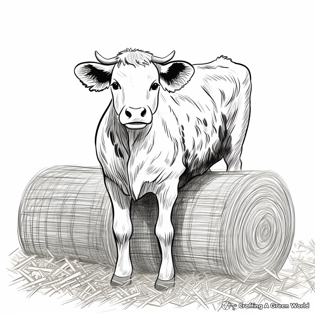 Animals and Hay Bale Coloring Pages 1