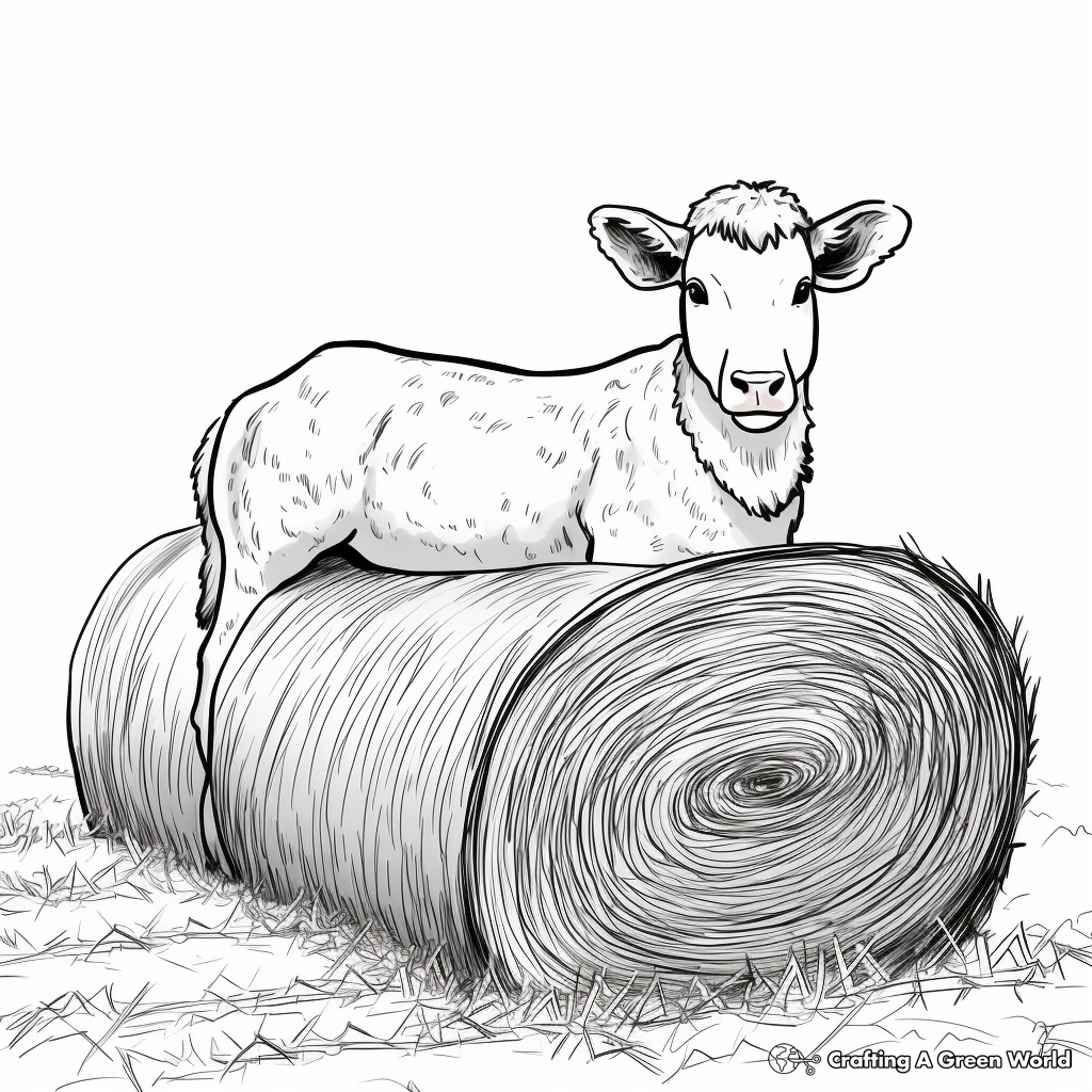 Animals and Hay Bale Coloring Pages 3