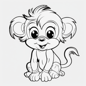 Animated Baby Girl Monkey for Toddlers Coloring Pages 1
