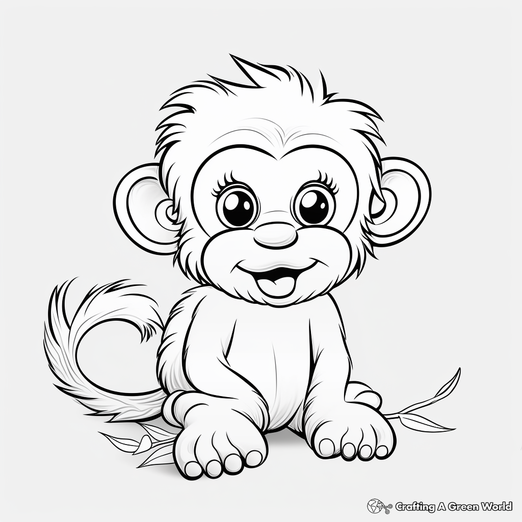 Animated Baby Girl Monkey for Toddlers Coloring Pages 3