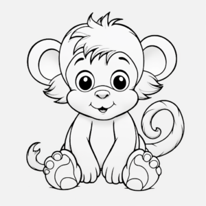 Animated Baby Girl Monkey for Toddlers Coloring Pages 4