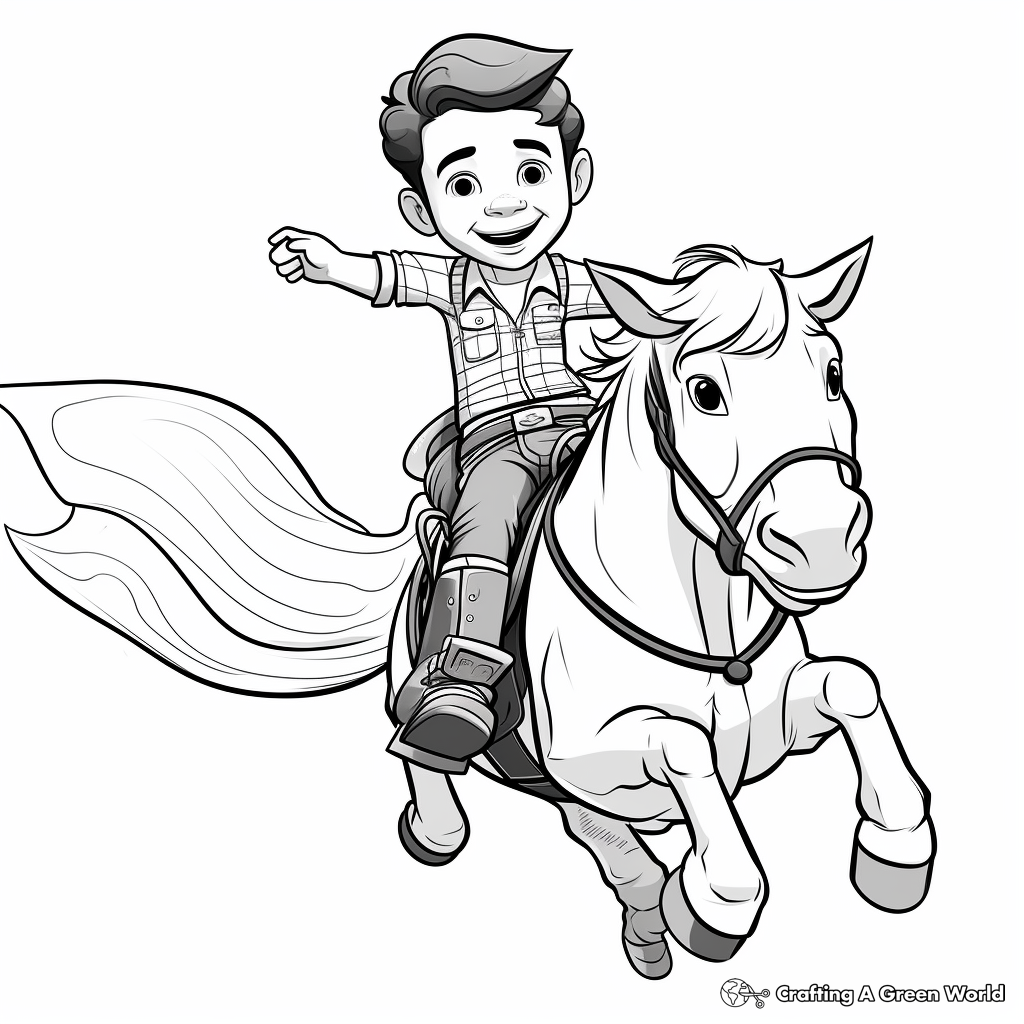 Animated Cartoon Bull Riding Coloring Pages 2