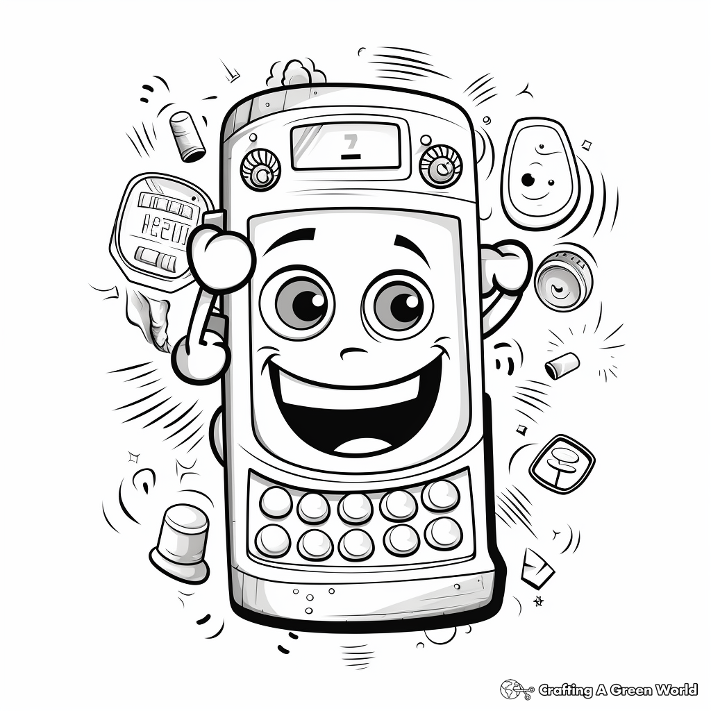 Animated Cartoon Phone Coloring Pages 2