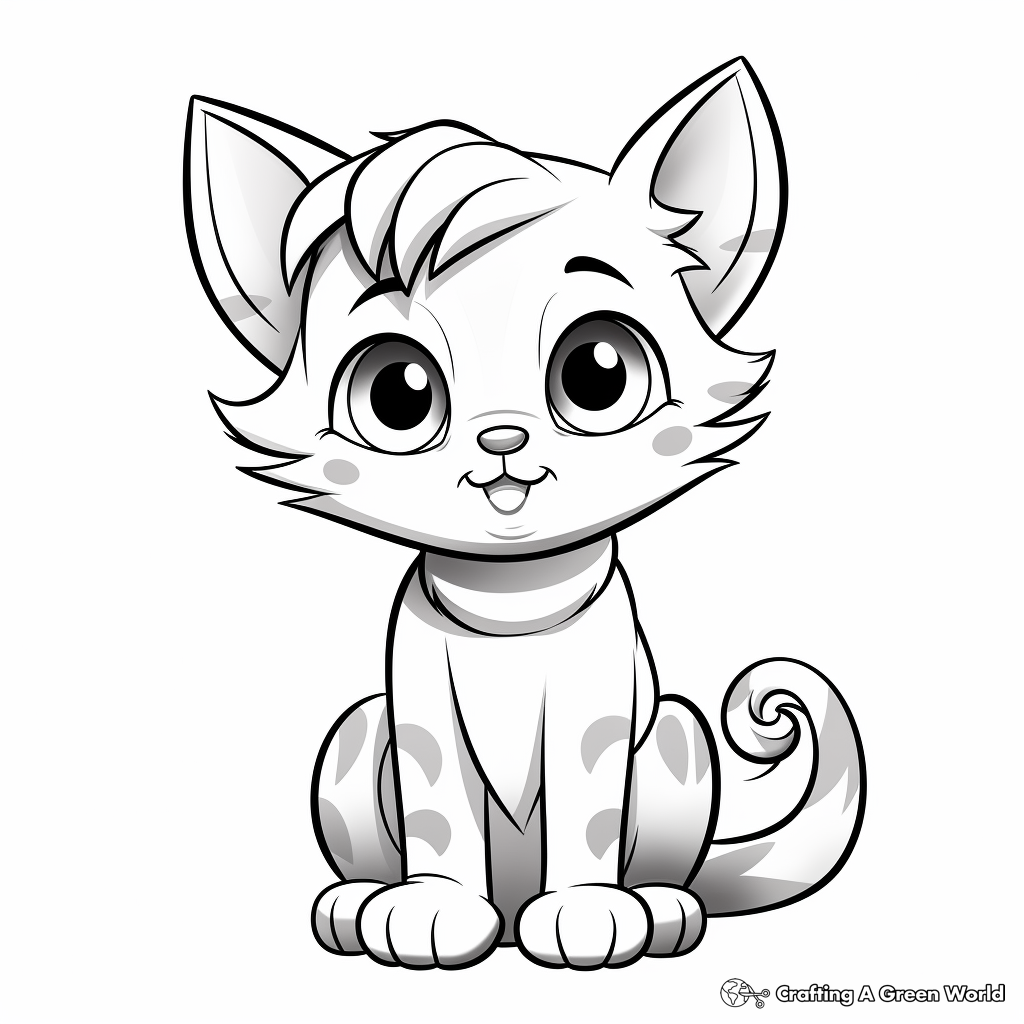 Animated Cat Kid Coloring Pages 3