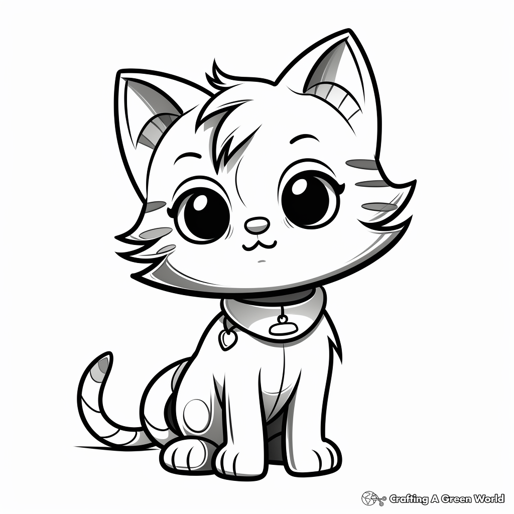 Animated Cat Kid Coloring Pages 4
