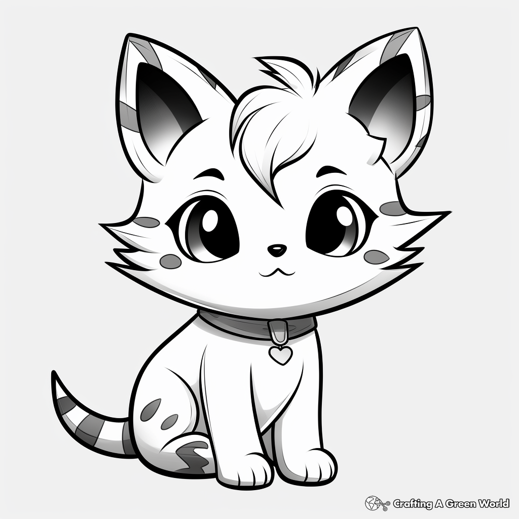 Animated Chibi Cat Coloring Pages 2