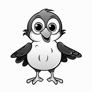 Animated Crow Coloring Pages: Cartoon Styles 1