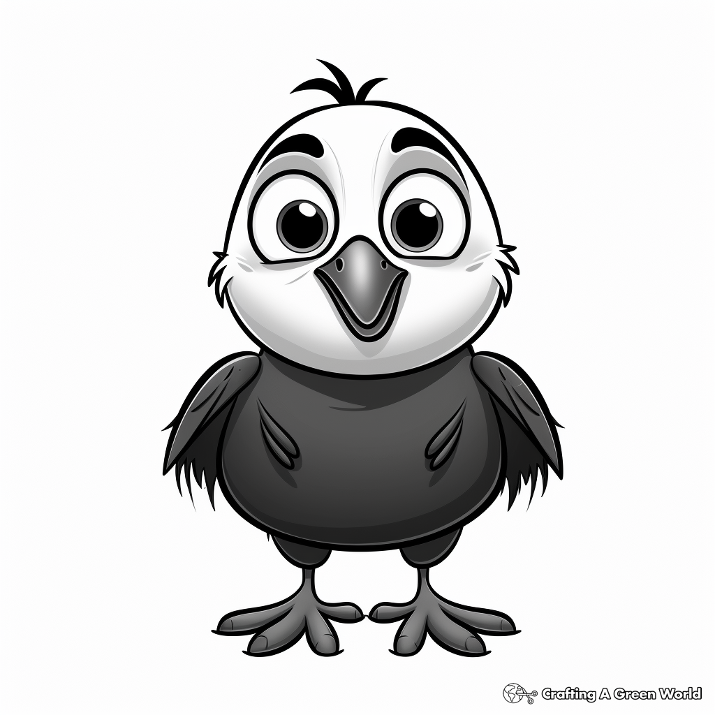 Animated Crow Coloring Pages: Cartoon Styles 2