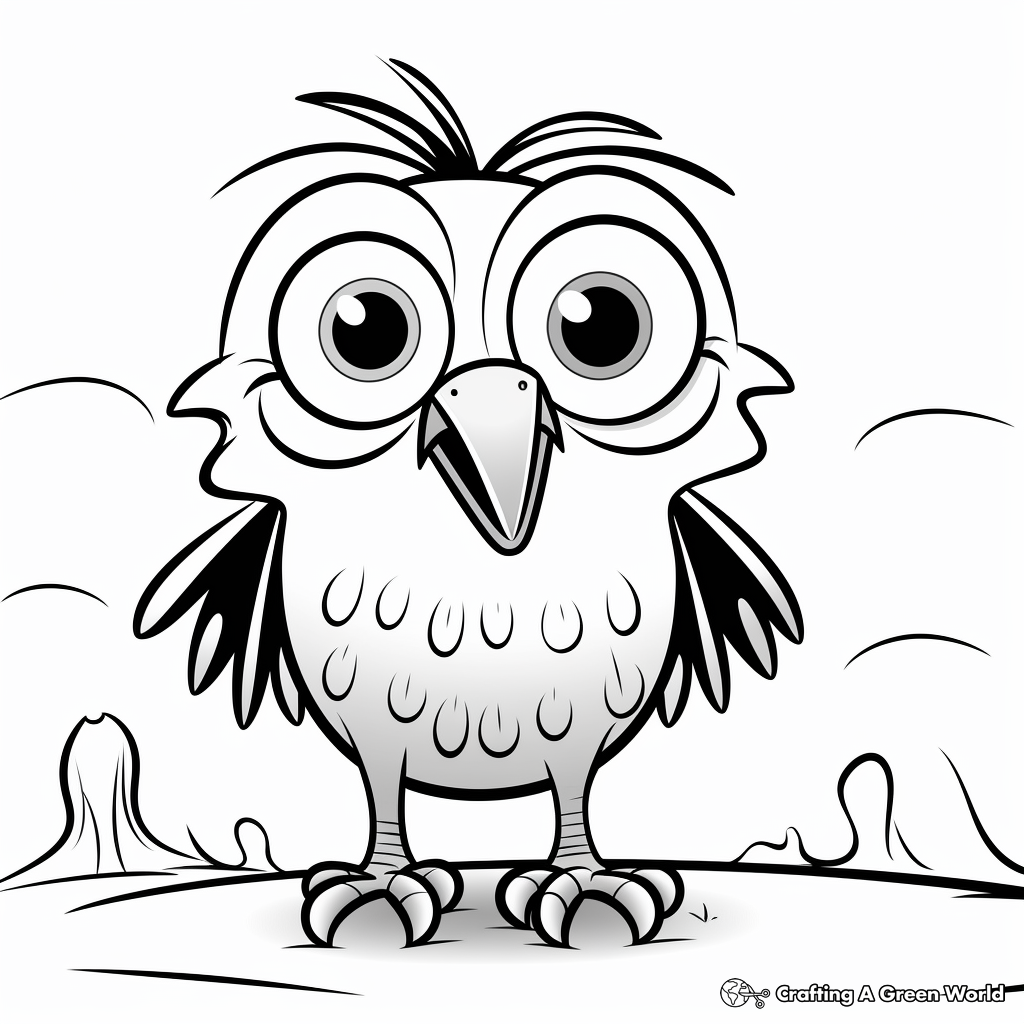 Animated Crow Coloring Pages: Cartoon Styles 3