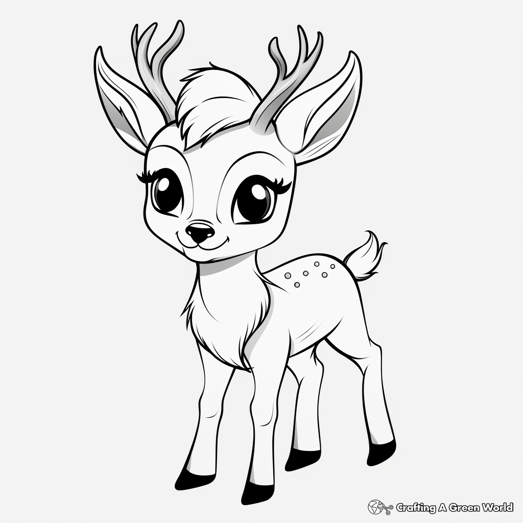 Animated Cute Deer Coloring Pages 1