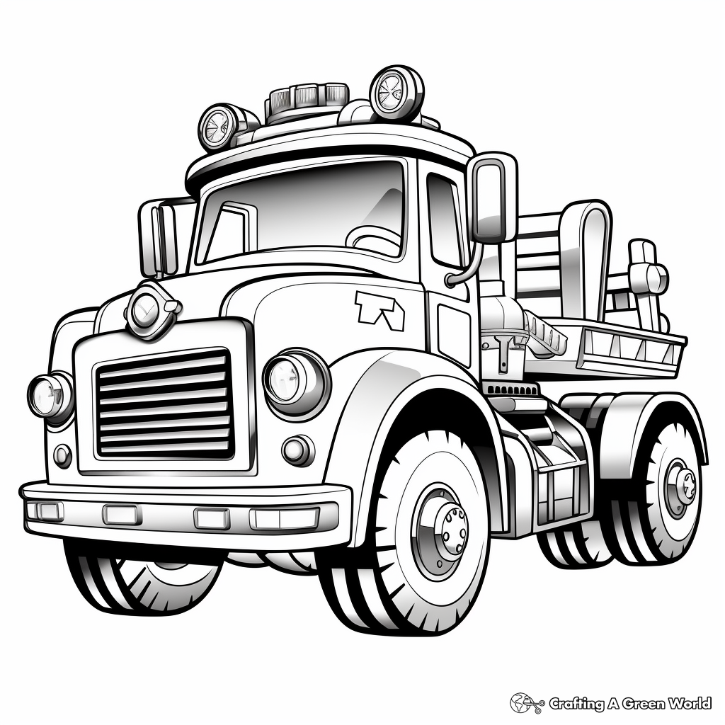 Animated Funny Fire Truck Coloring Pages 1
