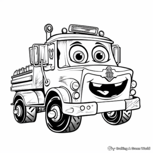 Animated Funny Fire Truck Coloring Pages 2