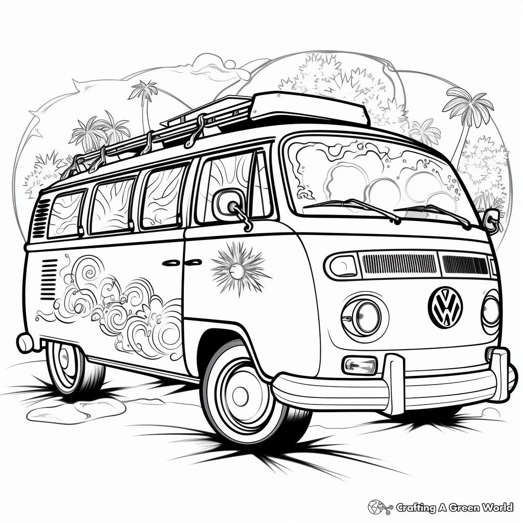 Hippie Van Coloring Pages - Free & Printable!
