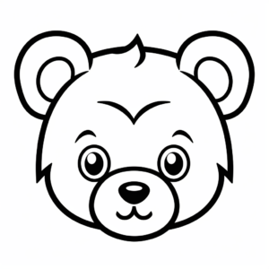 Animated Teddy Bear Head Coloring Pages for Kids 1