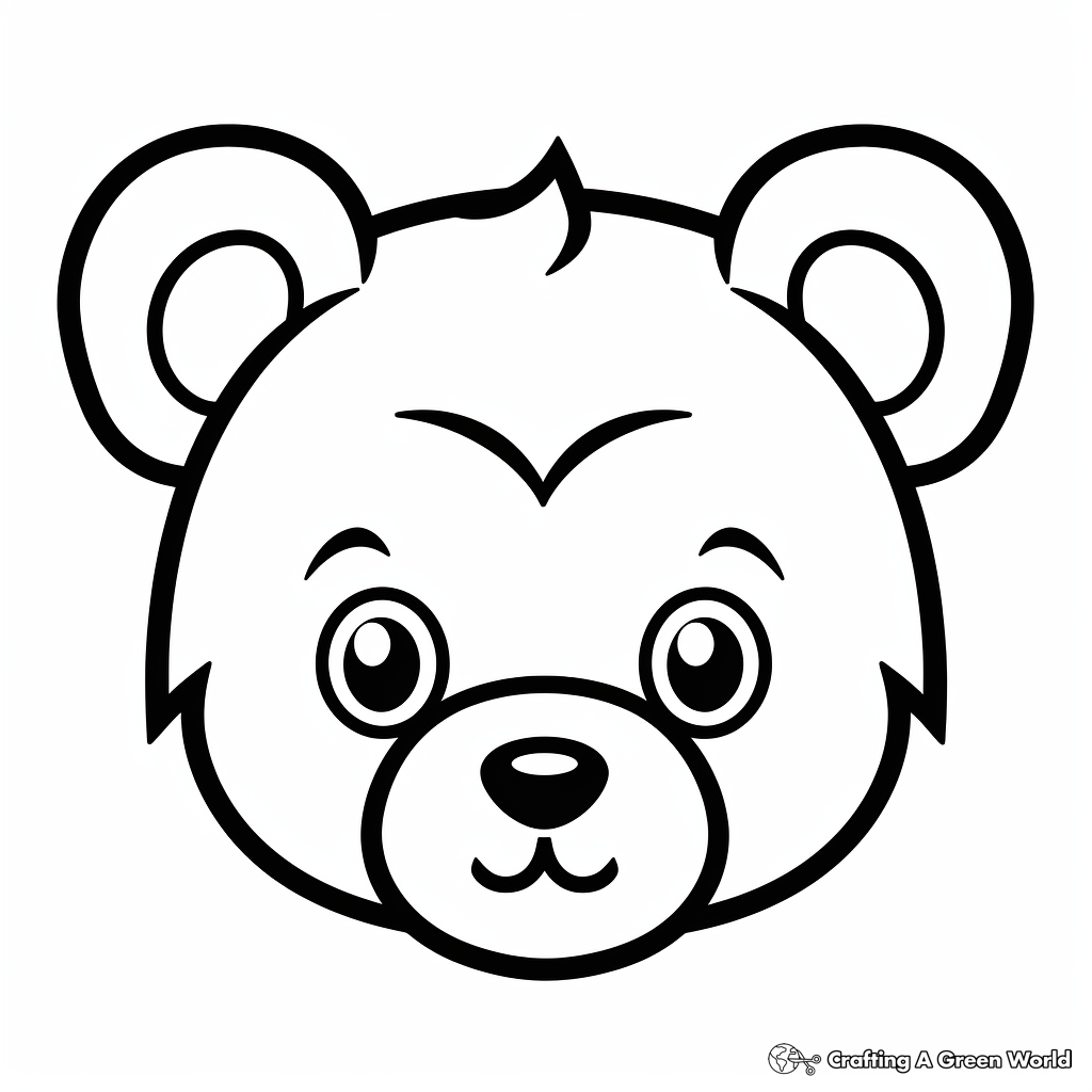 Animated Teddy Bear Head Coloring Pages for Kids 1