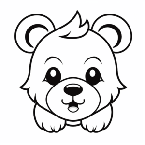 Animated Teddy Bear Head Coloring Pages for Kids 3