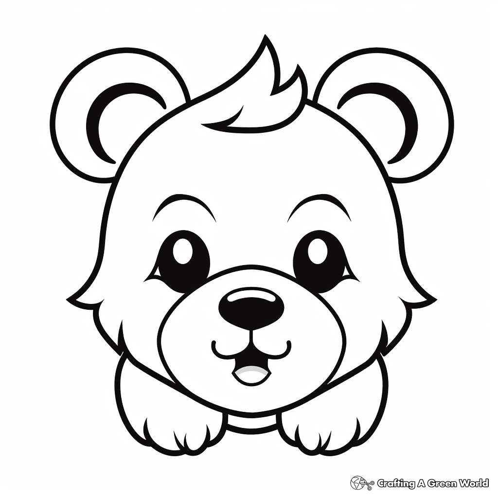 Animated Teddy Bear Head Coloring Pages for Kids 3