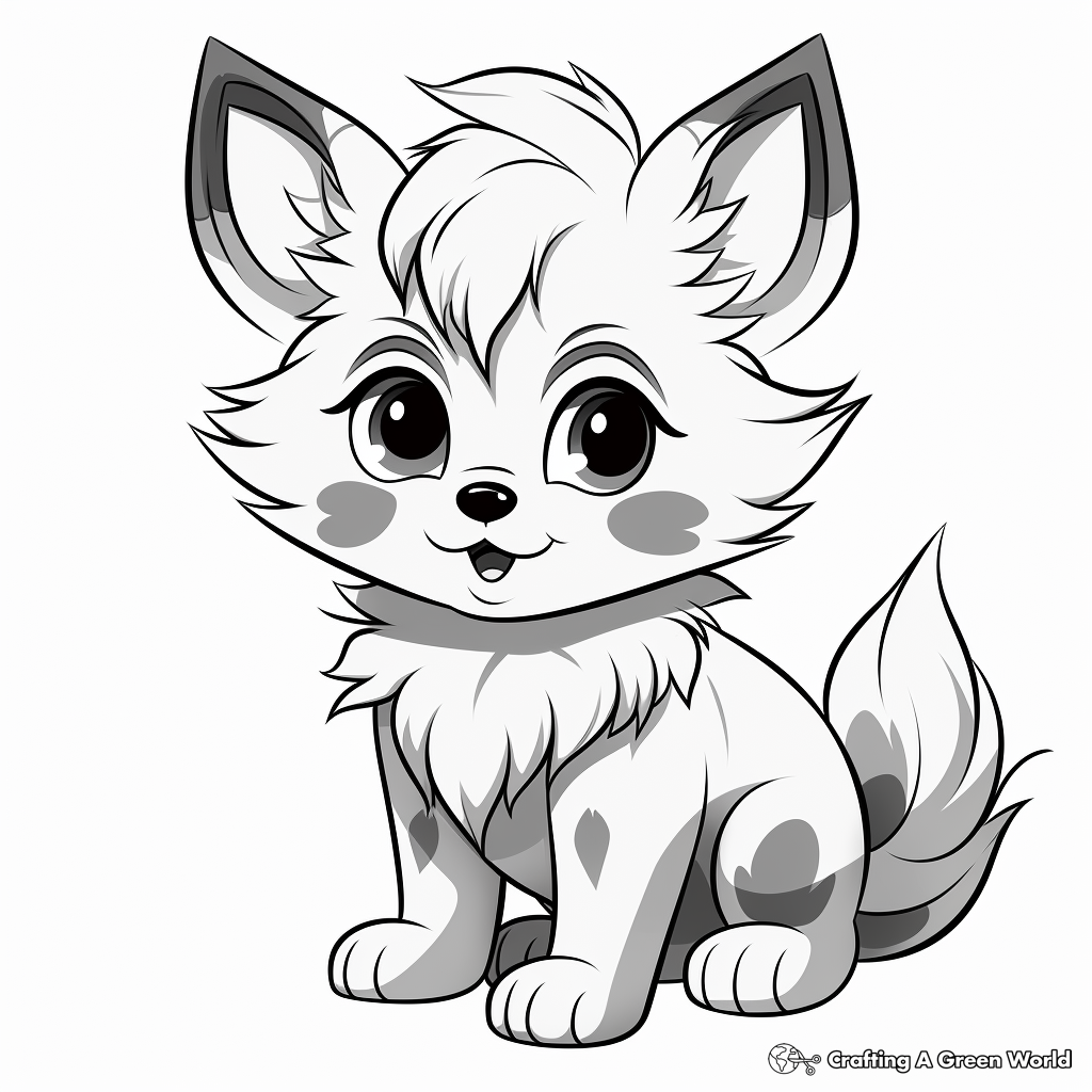 Anime Baby Wolf Pup Coloring Pages 1