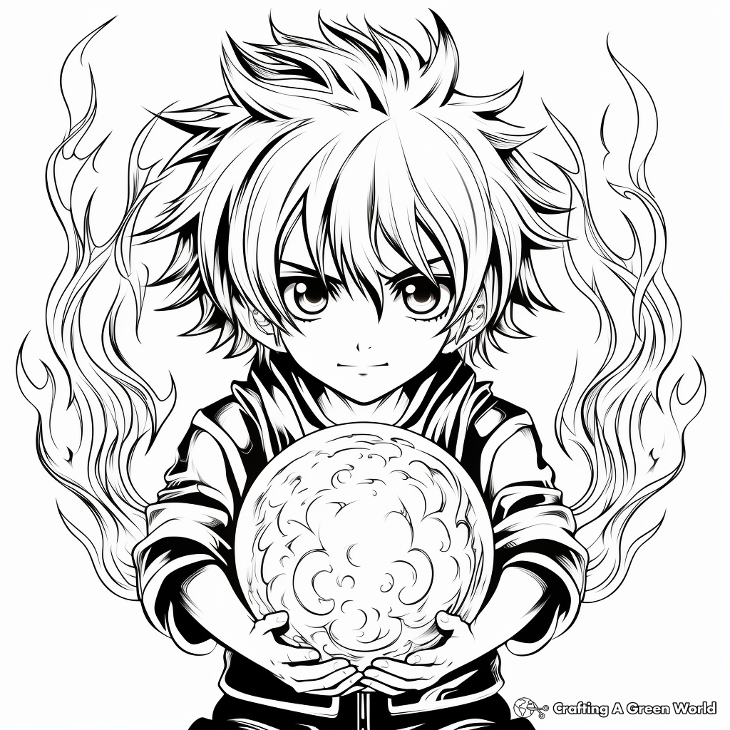 Anime-Inspired Fireball Coloring Sheets 1