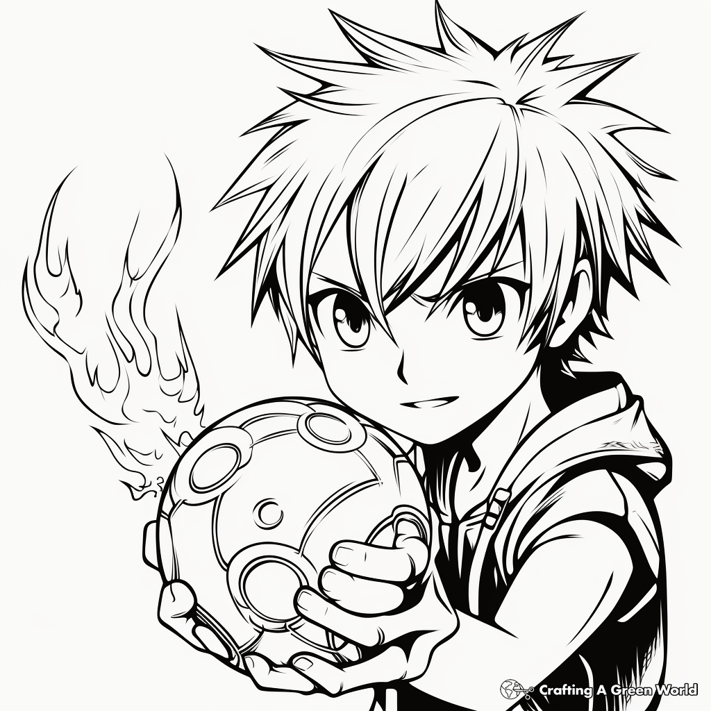 Anime-Inspired Fireball Coloring Sheets 2