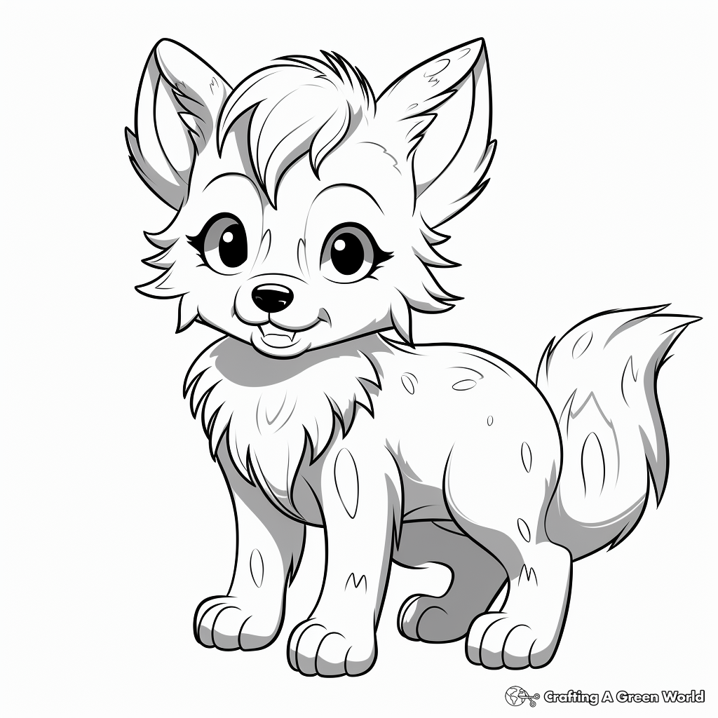 Anime Mystic Wolf Pup Coloring Pages 2