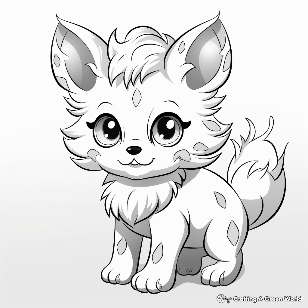 Anime Mystic Wolf Pup Coloring Pages 3