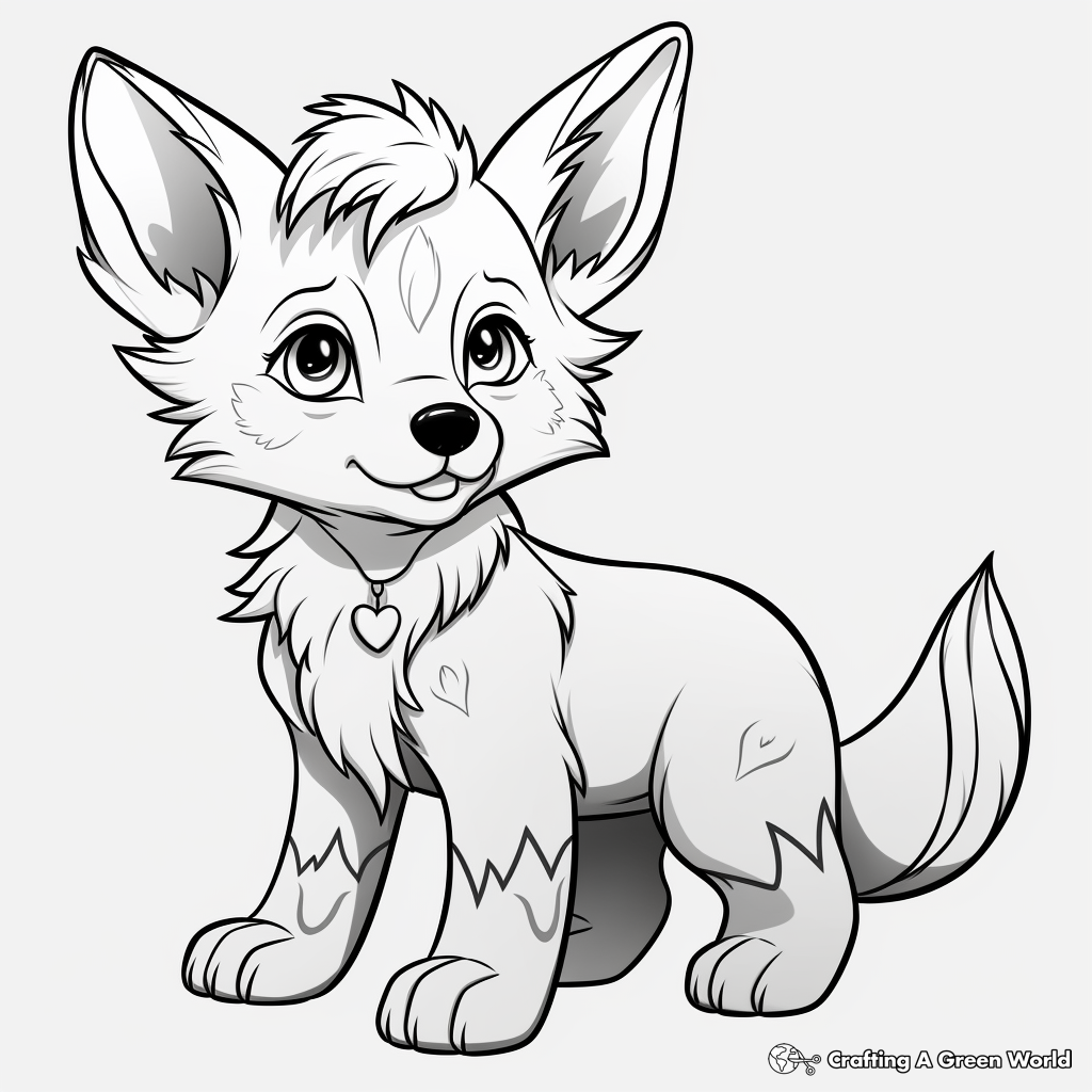 Anime Mystic Wolf Pup Coloring Pages 4