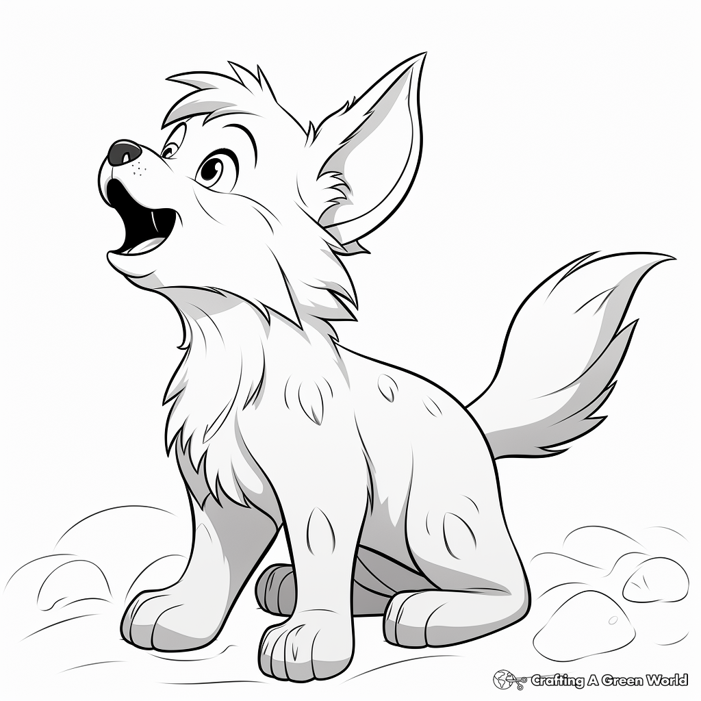 Anime Wolf Pup Howling Coloring Pages 1
