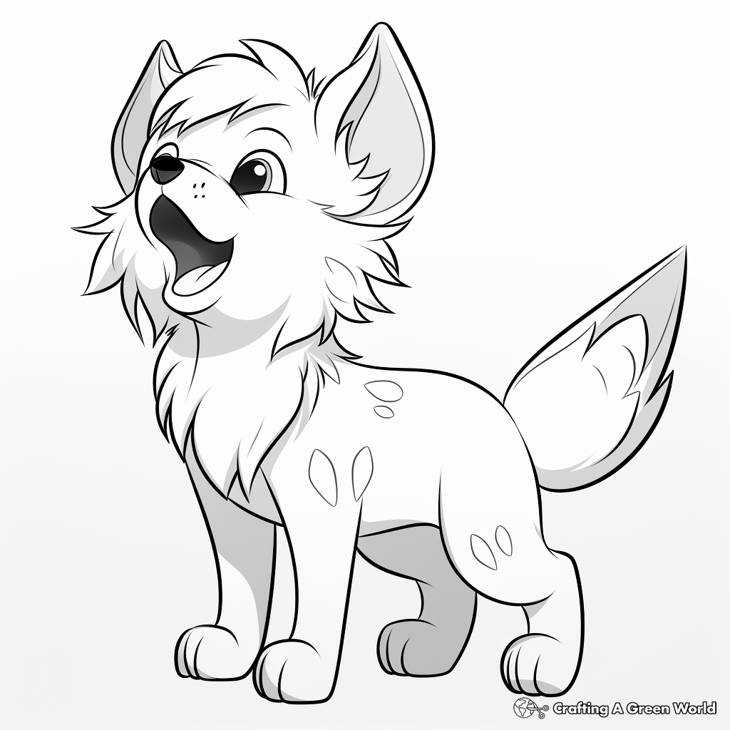 Anime Wolf Pup Howling Coloring Pages 2