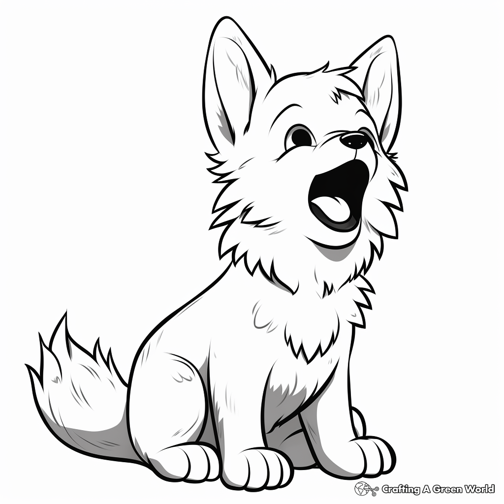 Anime Wolf Pup Howling Coloring Pages 4