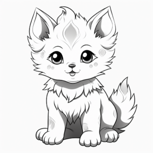 Anime Wolf Pup with Family Coloring Pages 4