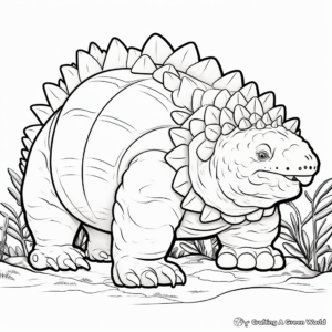 Ankylosaurus and Vegatation Coloring Pages 1