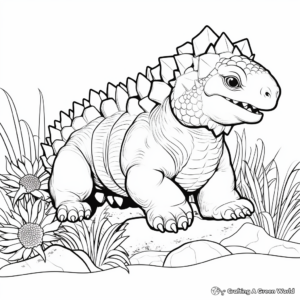 Ankylosaurus and Vegatation Coloring Pages 3