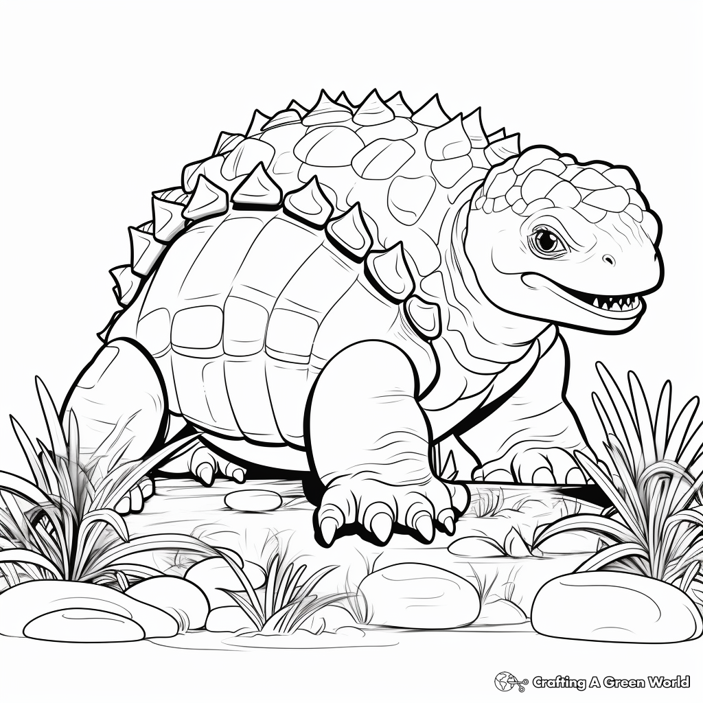 Ankylosaurus and Vegatation Coloring Pages 4