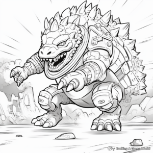 Ankylosaurus Battle Scenes Coloring Pages 1