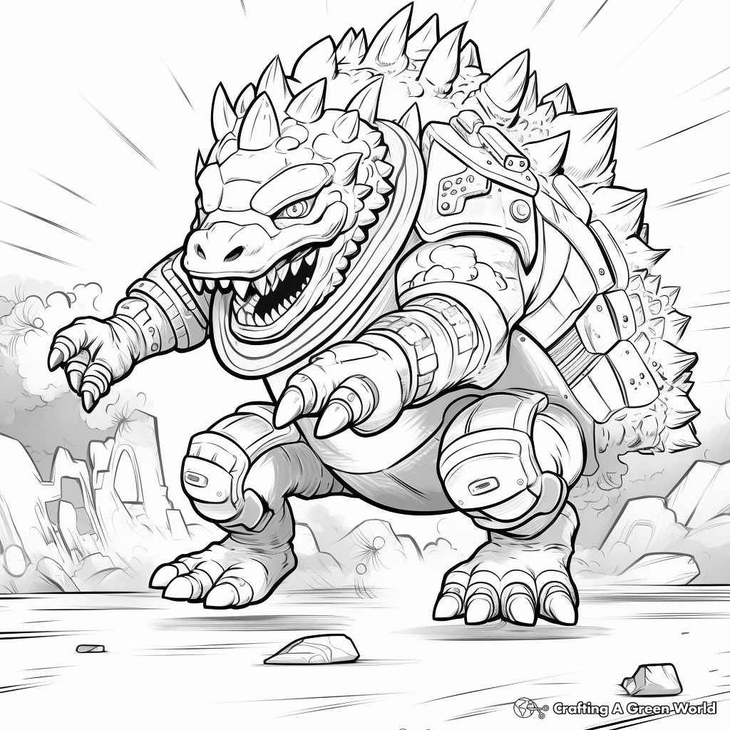 Ankylosaurus Battle Scenes Coloring Pages 1