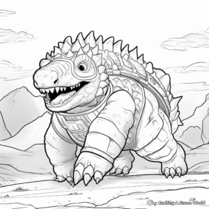 Ankylosaurus Battle Scenes Coloring Pages 3