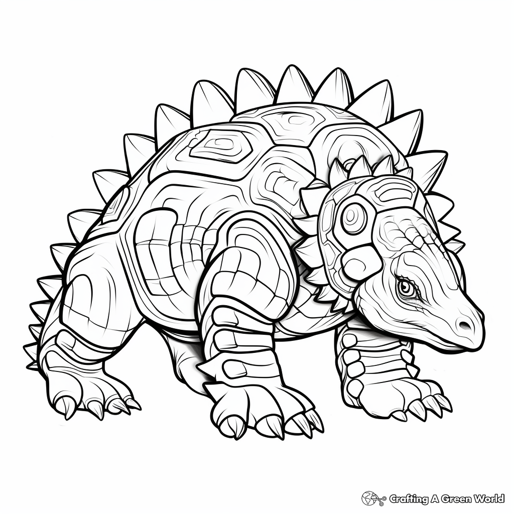 Ankylosaurus Dinosaur Coloring Pages for Children 4